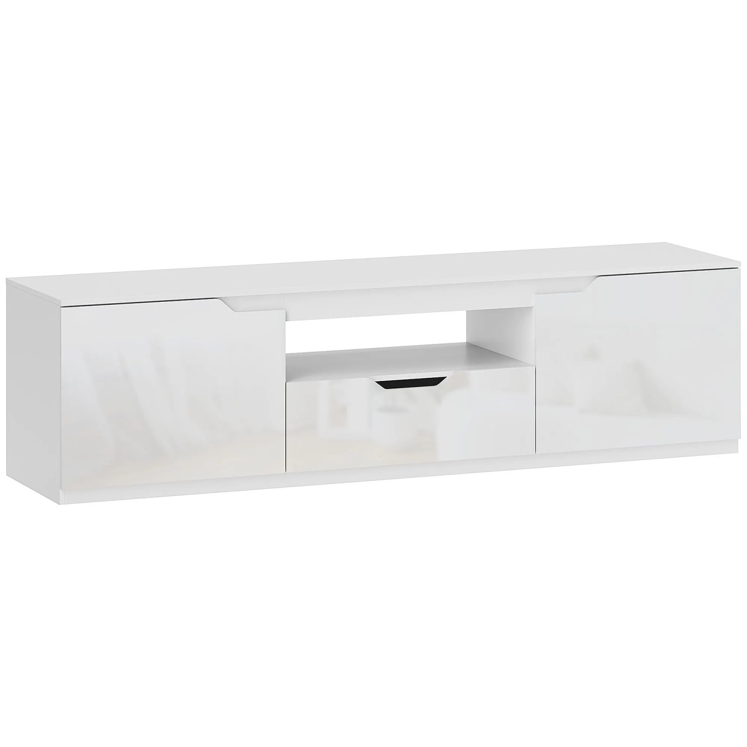 HOMCOM TV Schrank Lowboard Spanplatte MDF Weiß 160L x 38B x 43H cm