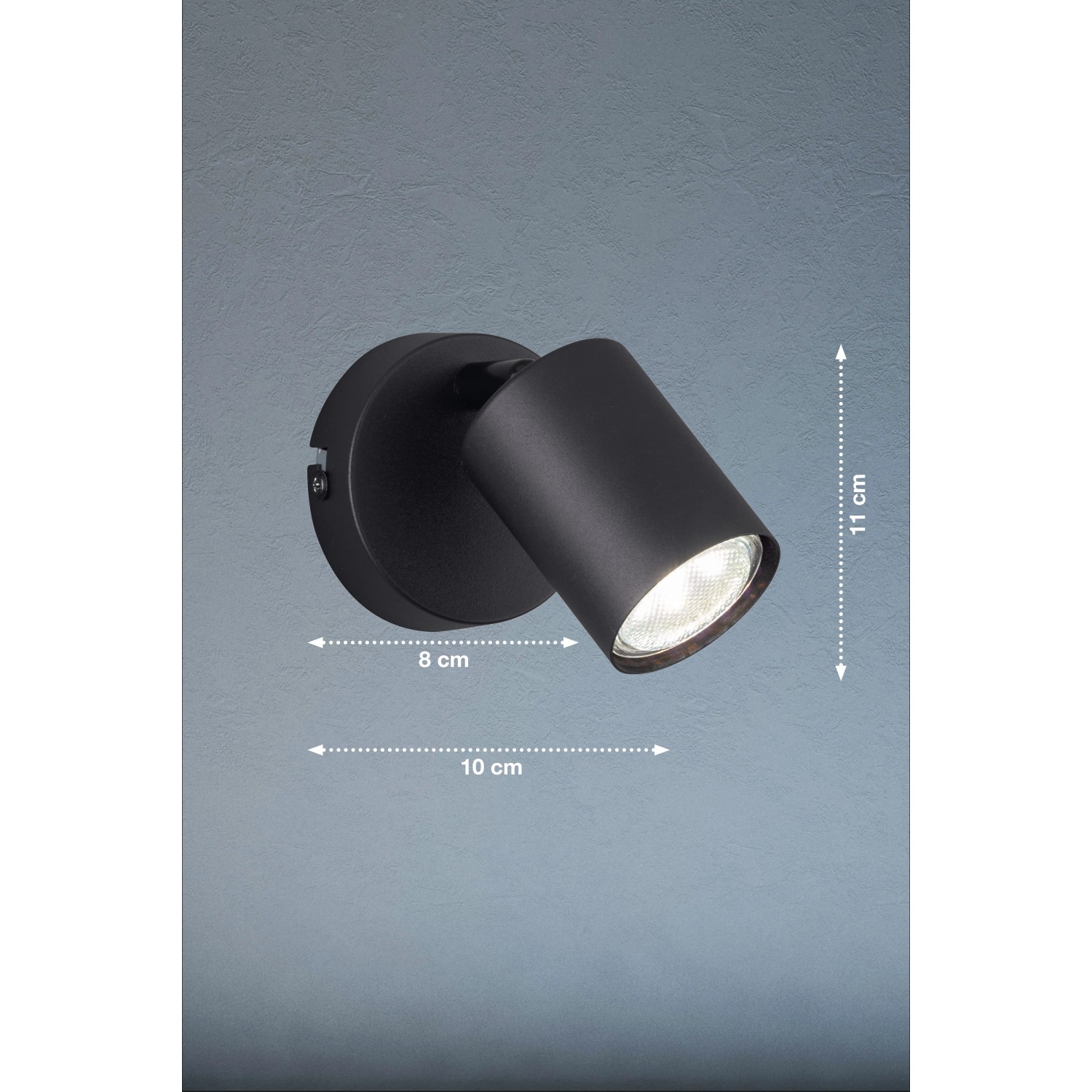 Schwarze Fischer & Honsel Wandleuchte Vano, 1-flammig, 8x11 cm, für Innenräume.