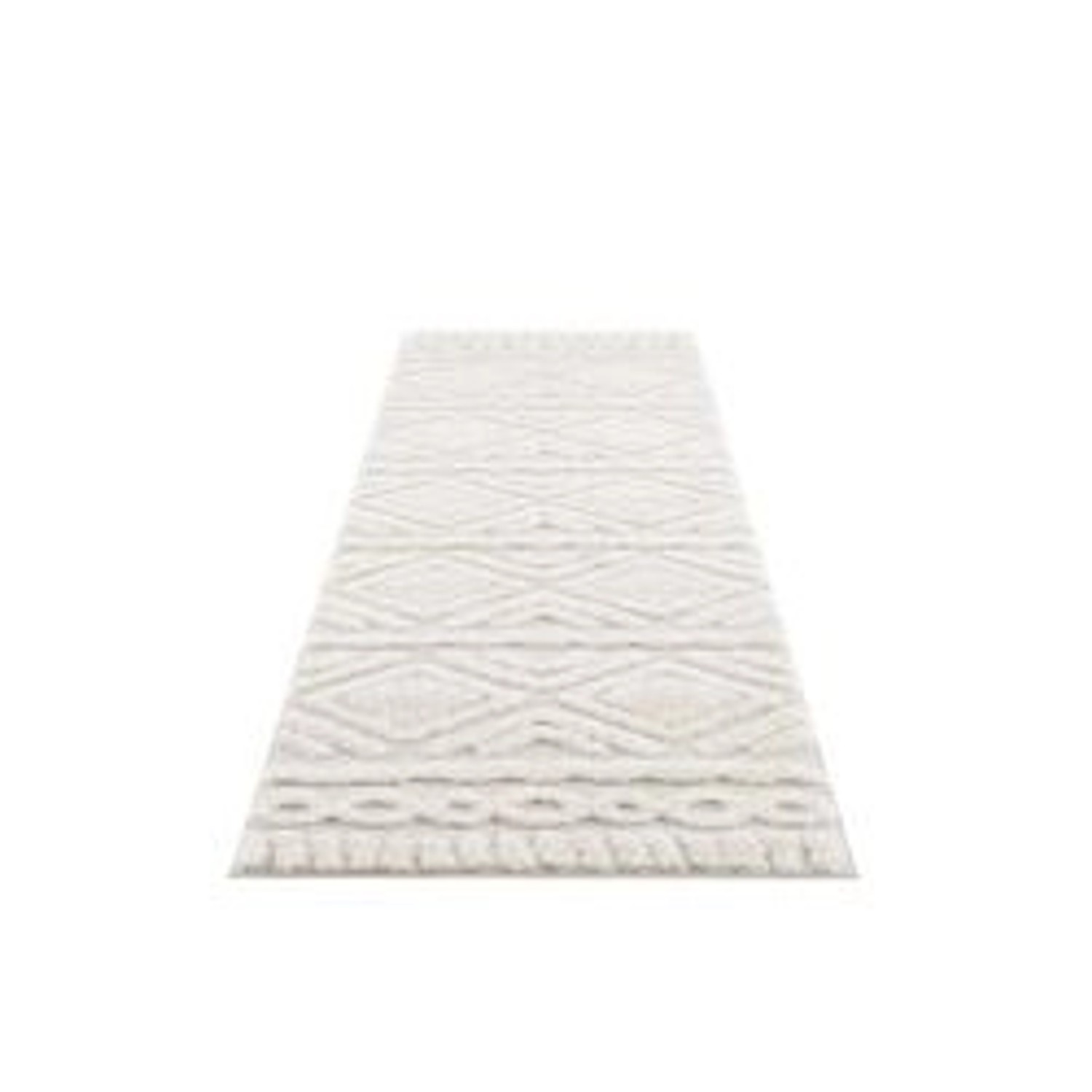 payé Teppich Nara-3382 Hochflor 80x300 cm Pastell-Creme Boho-Rautenmuster günstig online kaufen
