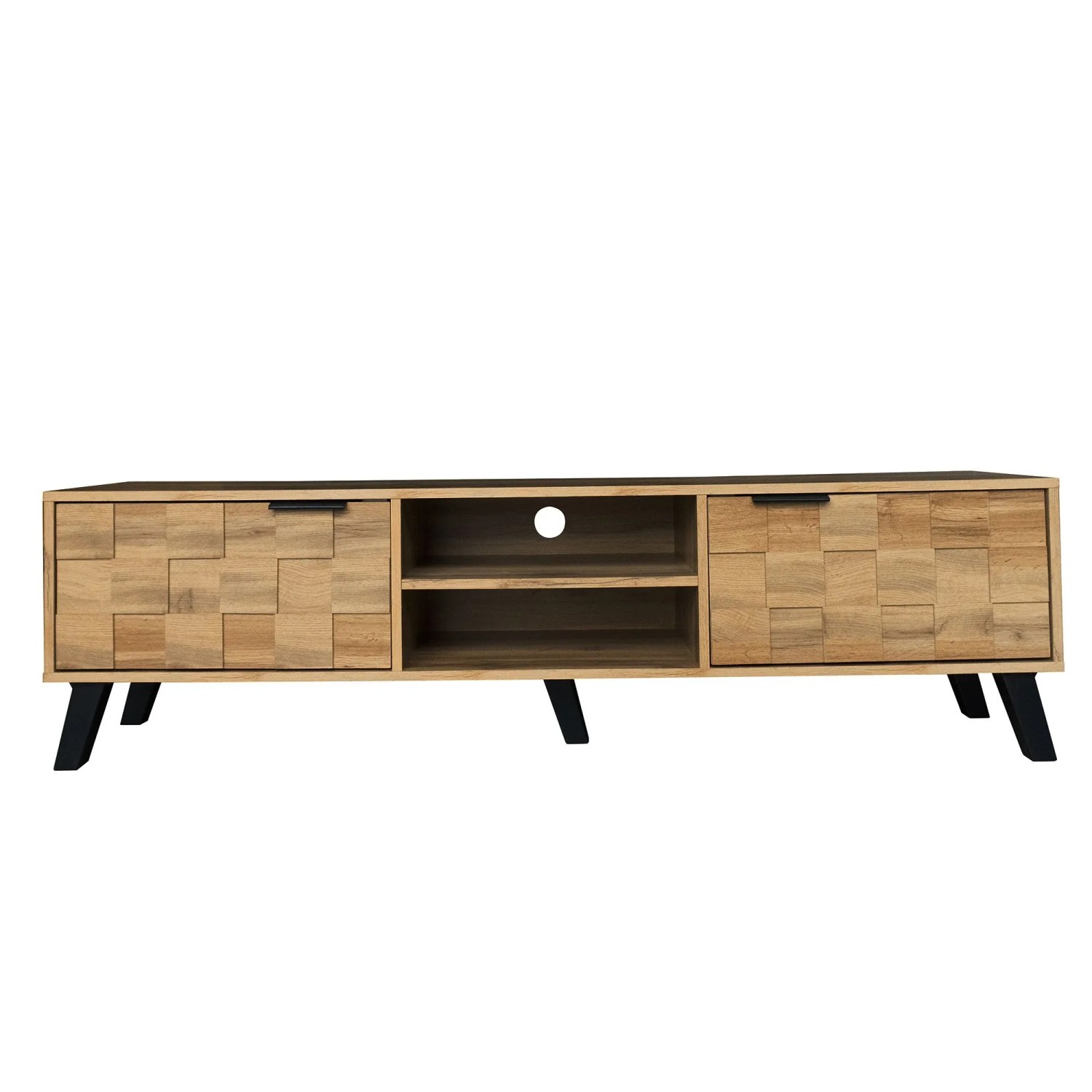 okwish TV Schrank mit Türen OffeneFächer 160.5x35.5x45cm Natur