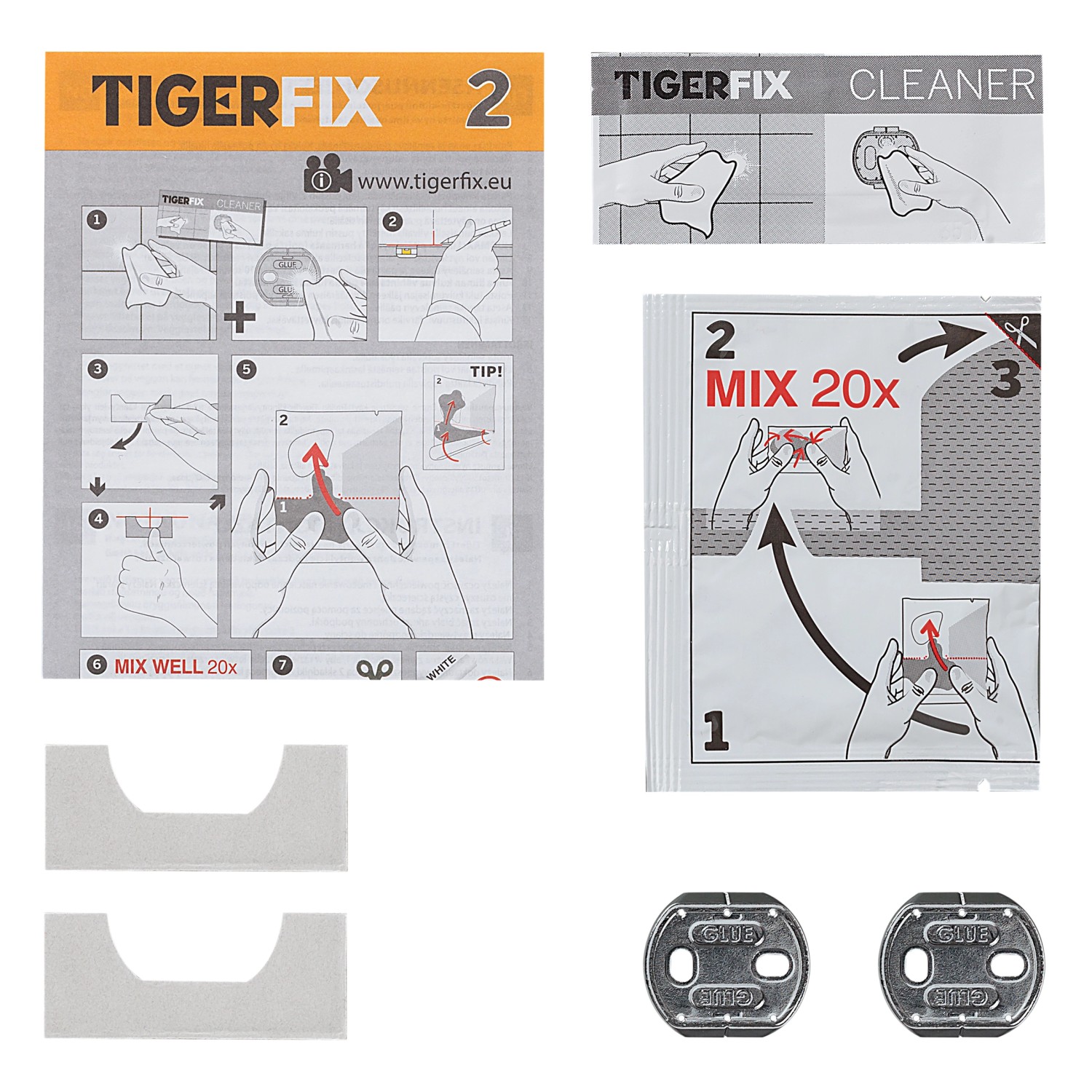 Tiger Klebesystem Tigerfix Nr. 2 für Ausstattungsserien, Montageanleitung und Zubehör.