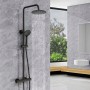 Schwarze AICA Thermostat Duscharmatur mit runder Regendusche und Handbrause im modernen Bad.