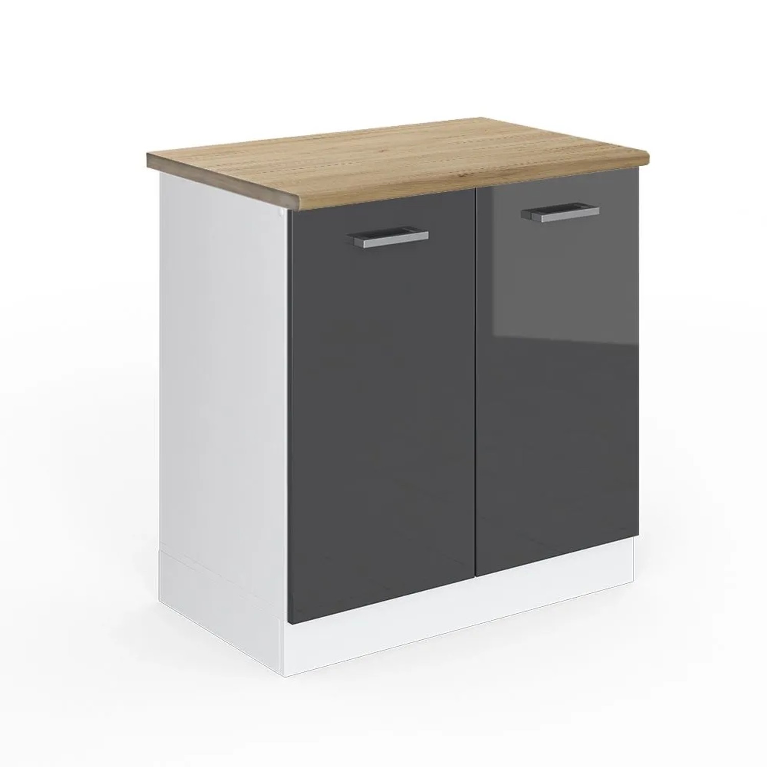 Vicco Spülenunterschrank R-Line Anthrazit Hochglanz Weiß 80 cm AP Eiche