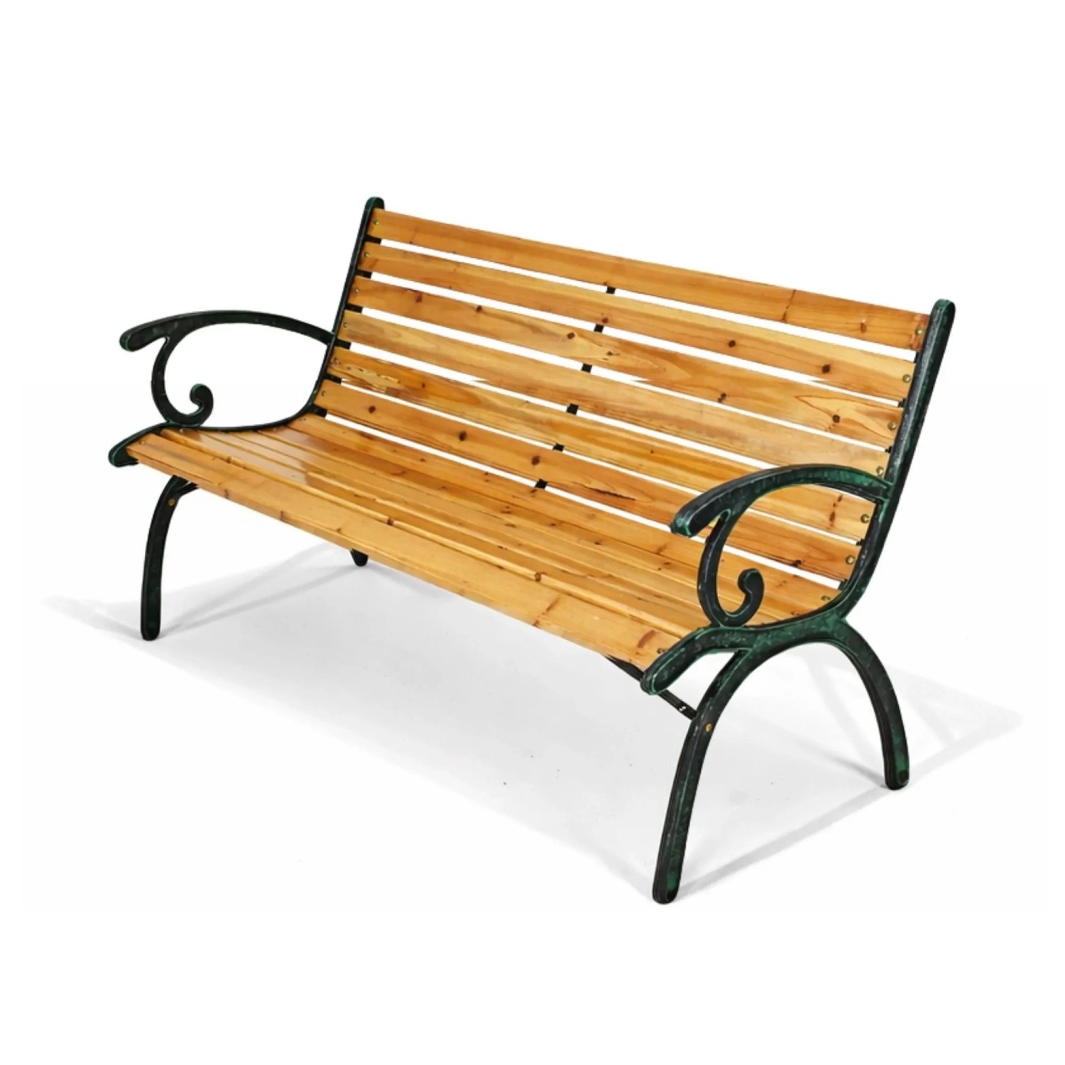 BERLINLODGE Gartenbank MADEIRA Holz & Gusseisen 2-Sitzer 77x123x54cm Metall Balkonbank Holzbank Gartenmöbel Sitzbank Parkbank Garten Balkon & Terrasse
