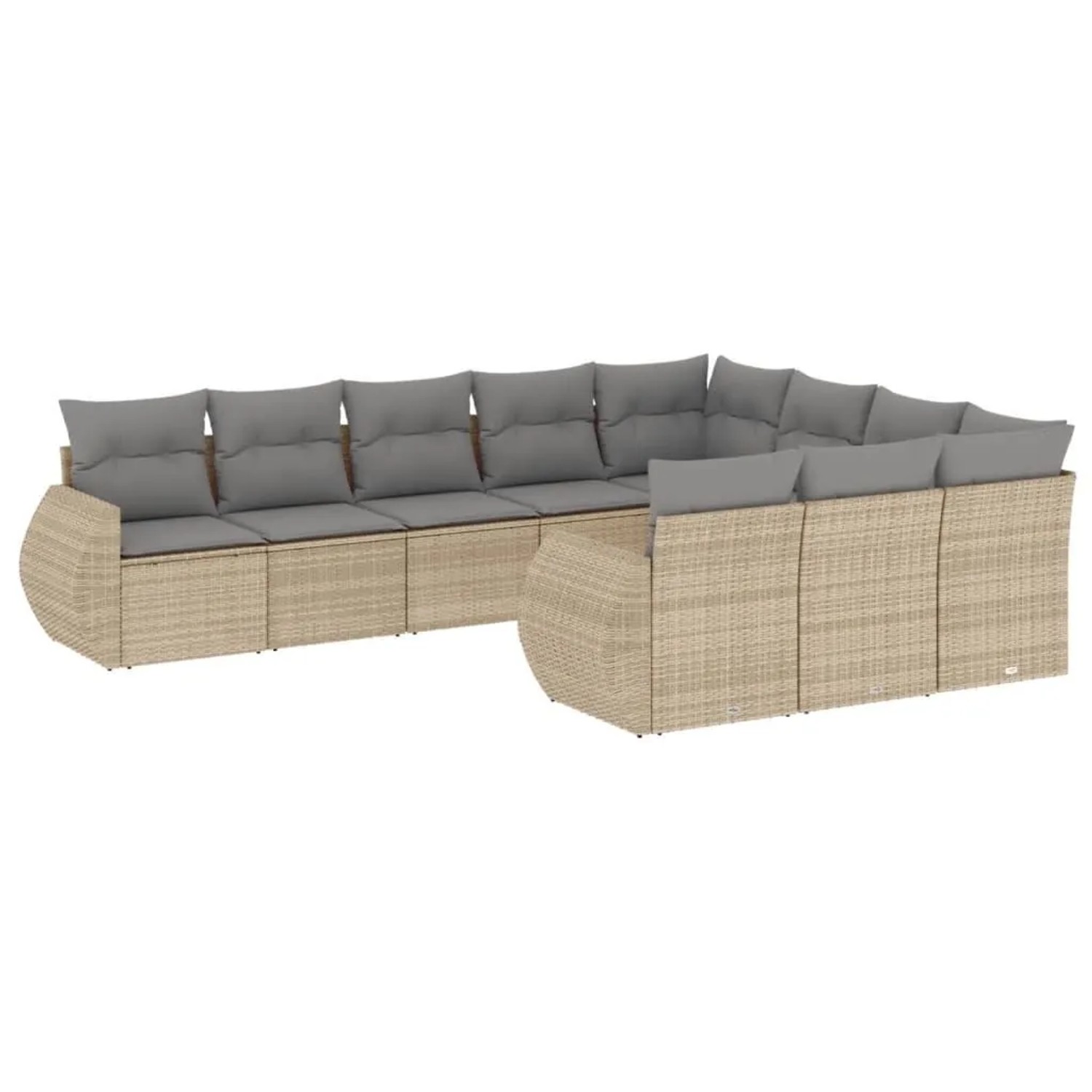 vidaXL 10-Tlg Garten-Sofagarnitur mit Kissen Beige Poly Rattan 3221888