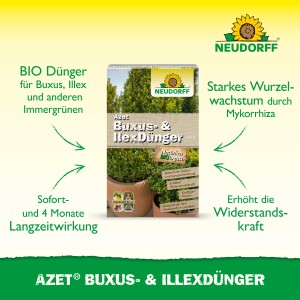 Neudorff Azet Buxus- und Ilex-Dünger 1 kg Packung für kräftiges Wachstum und Widerstandskraft.