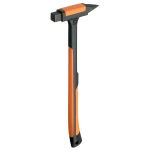 Fliesenlegerhammer mit 2-Komponenten-Griff, orange-schwarz, mit Hartmetallspitze und Aufhängöse.