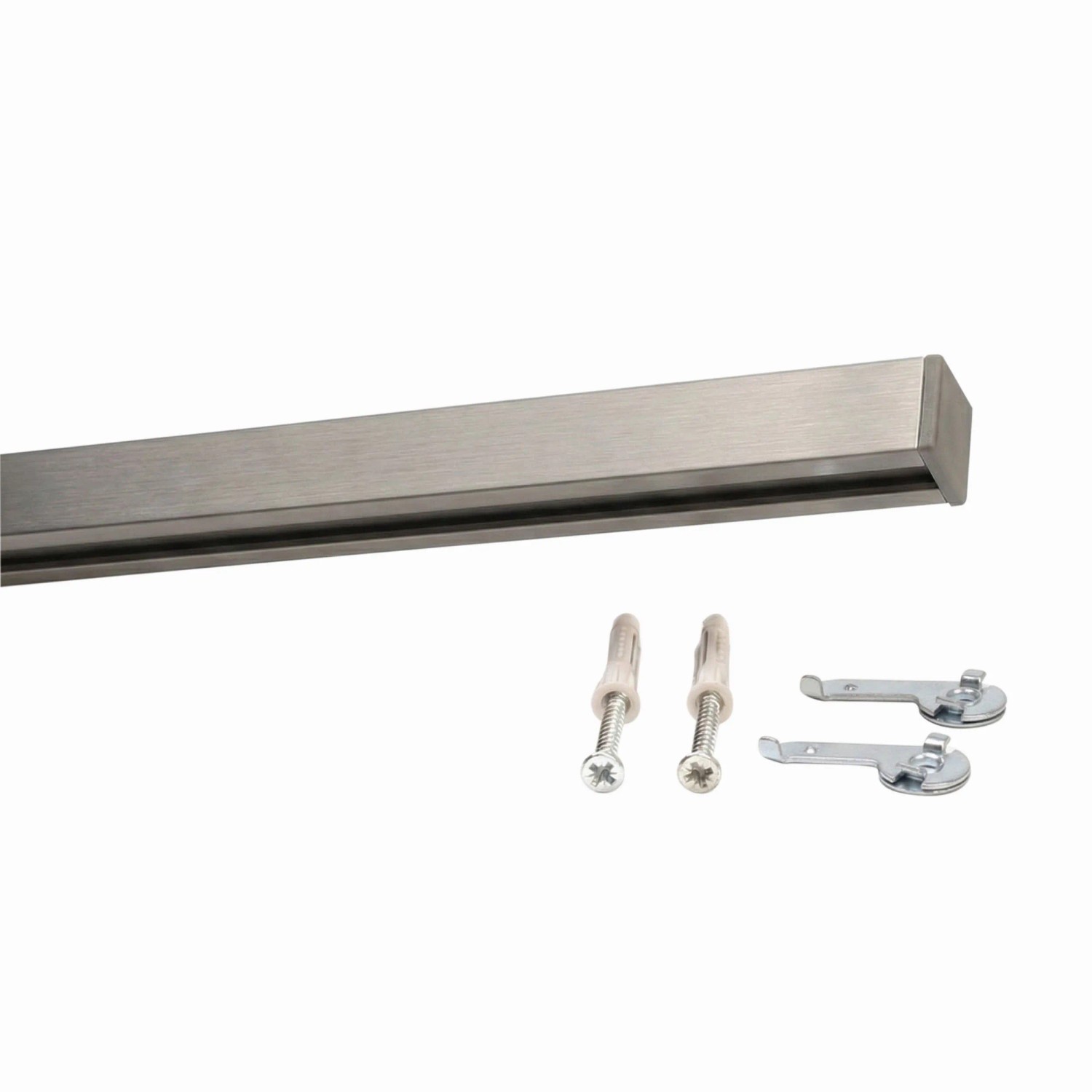Deco-Raum Gardinenschiene auf Maß 1-lauf Square Edelstahl-optik 60cm