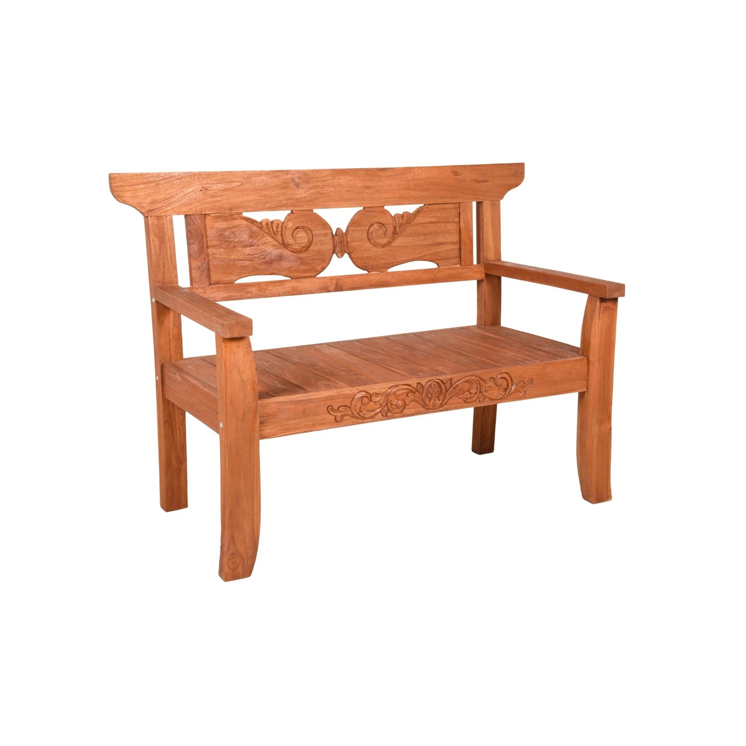 DELUKE Gartenbank MAREN 2-Sitzer 135cm Breit Teak Hellbraun Terrassenbank Wetterfest Sitzbank Outdoor Bank