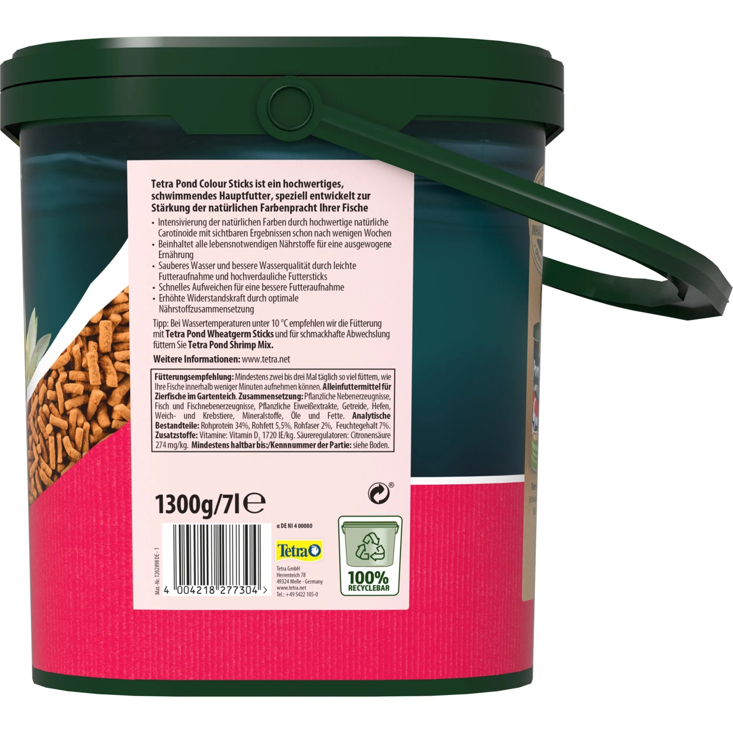 Tetra Pond Colour Sticks 7 l: Teichfutter für farbenprächtige Fische im Gartenteich.