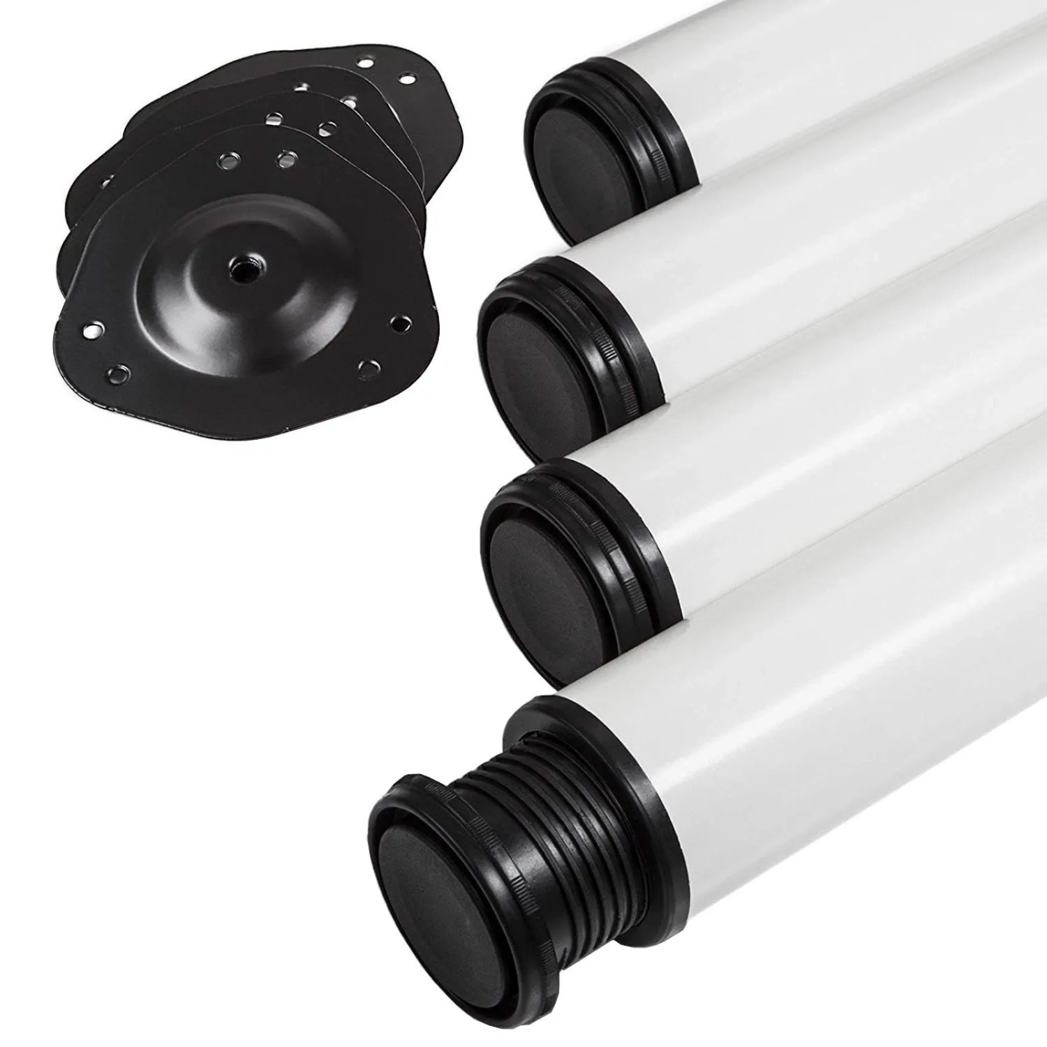 SOTECH 4er Set Tischbeine Höhe 710 mm Höhenverstellbar Ø 60 mm WEIß Tragkraft bis 75Kg Je Fuß