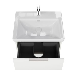 Steinkamp Waschtischunterschrank Living 2.0 mit Villeroy & Boch Subway 3.0 Waschtisch, schneeweiß glänzend.