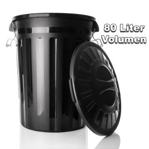 BigDean 2 Stück Wetterfeste Universaltonne Mit Deckel Schwarz Und 2 Tragegriffen Clip Verschluss Auch Als Mülltonne Regentonne Und Futtertonne