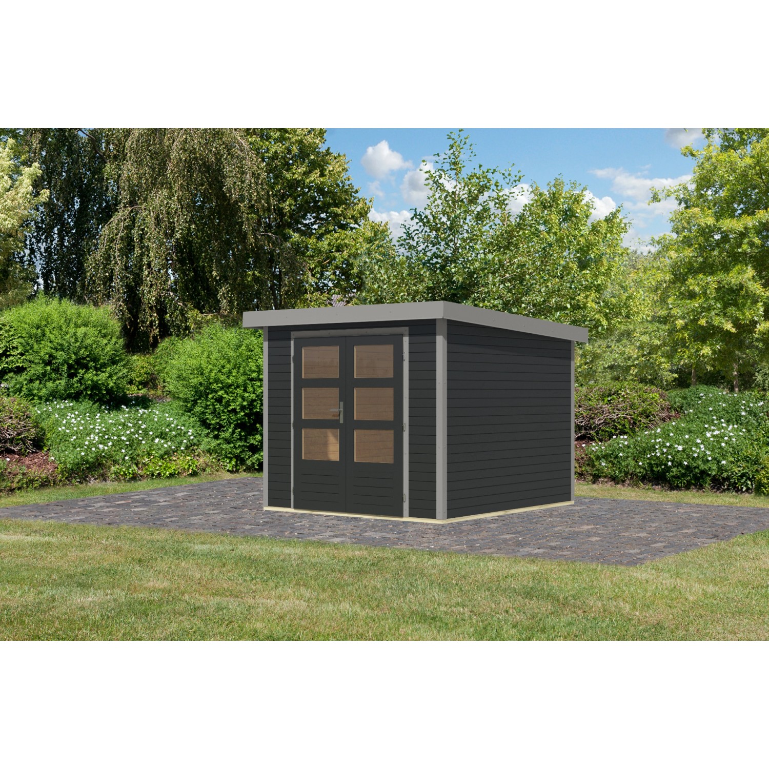 Karibu Gartenhaus Diego 3,5 C Anthrazit/Graualuminium 209 x 238 x 242 cm günstig online kaufen