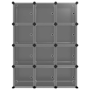vidaXL Regalsystem mit 12 Würfeln und Türen Schwarz PP 340556