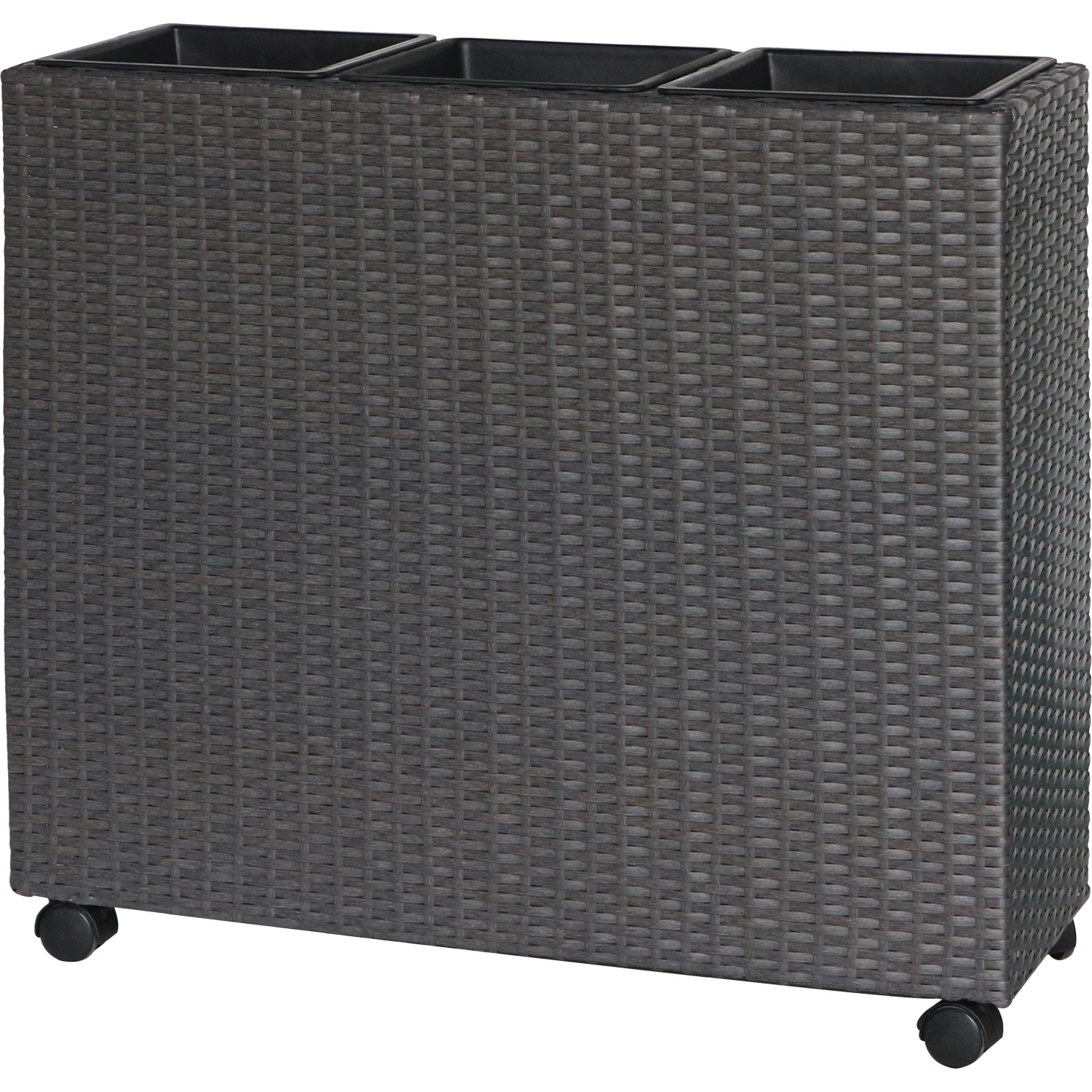 Pflanzkasten mit Rollen Polyrattan Anthrazit-Schwarz 82 cm x 28 cm x 72 cm günstig online kaufen