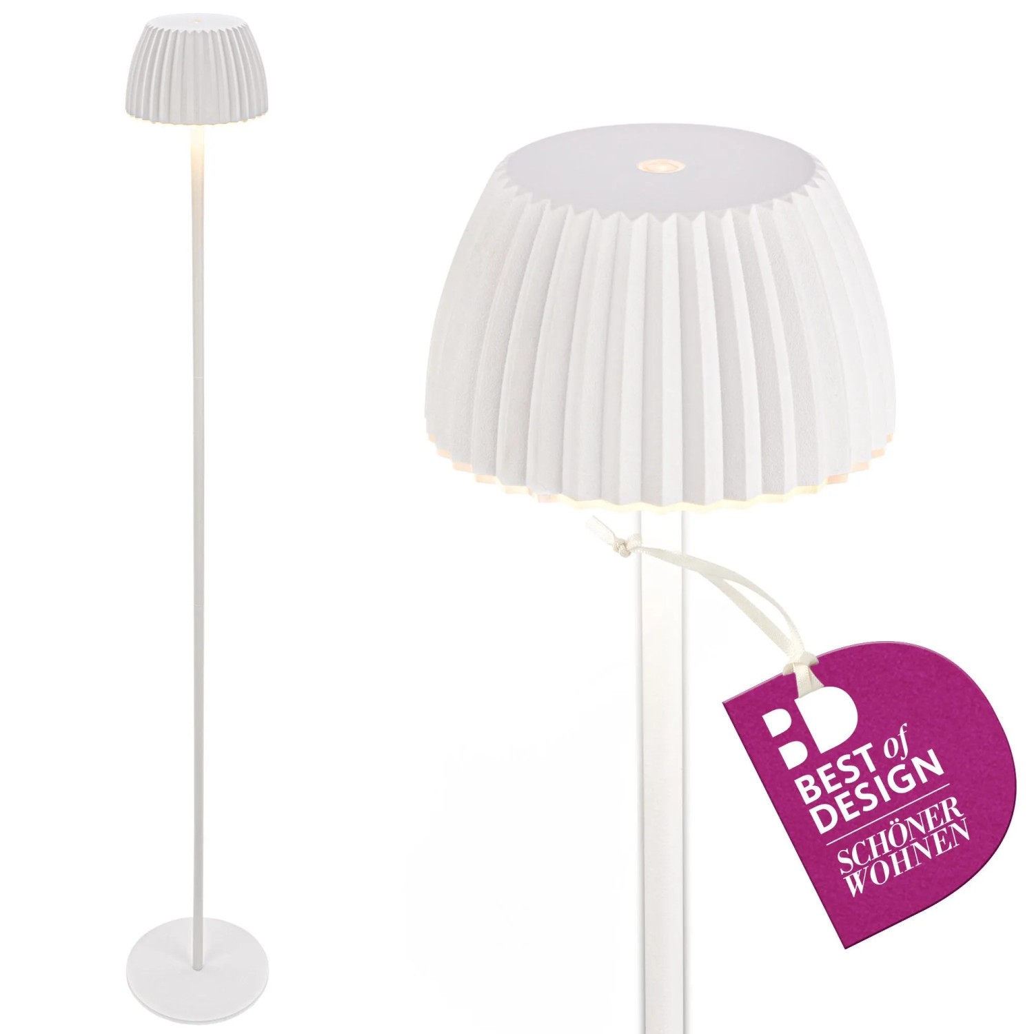 Brilo Akku-Stehleuchte Riffle Dimmbar Touch Lichtkante Weiß_2