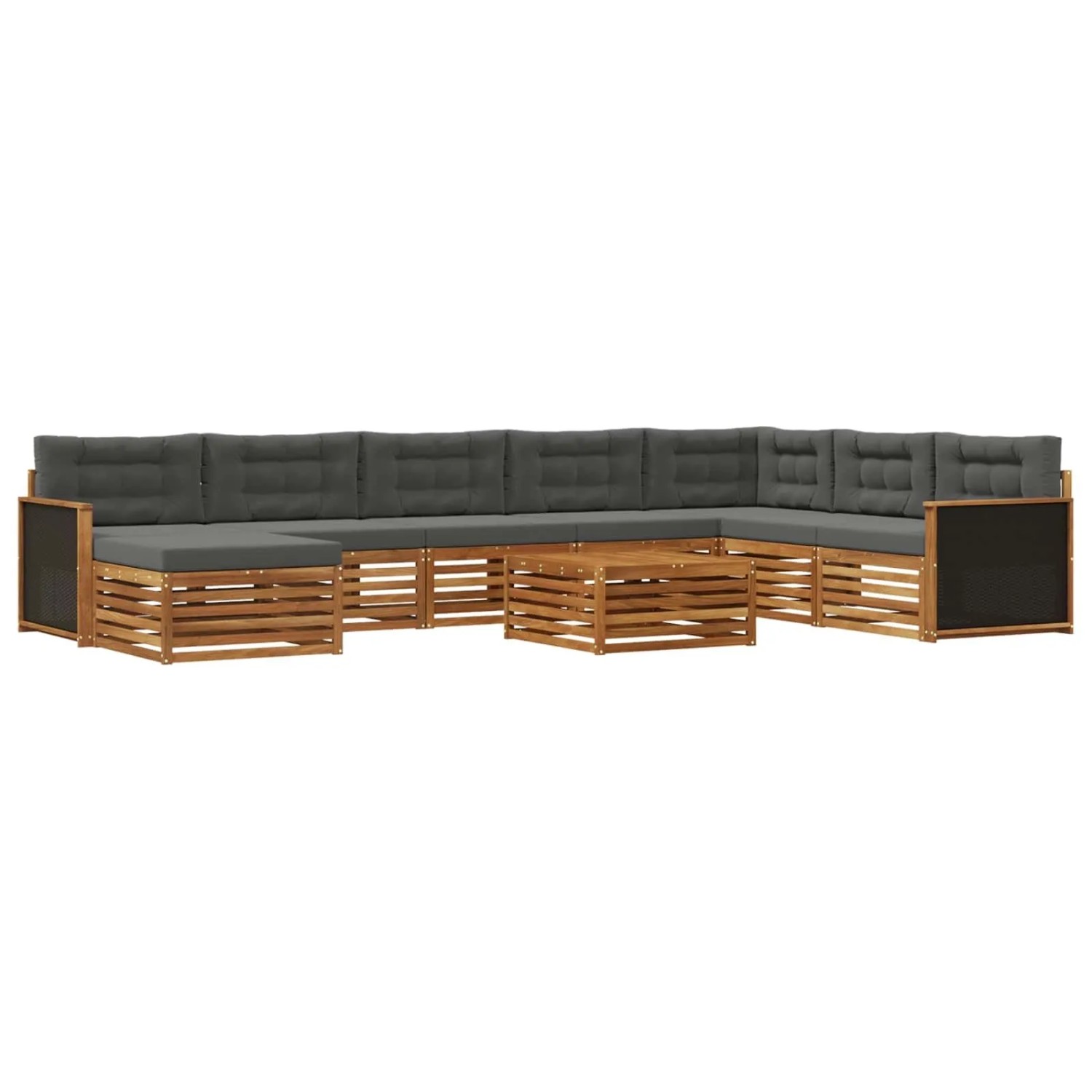 vidaXL Outdoor-Sofagarnitur mit Kissen 9 Stk Natur und Anthrazit 3383735