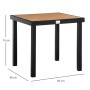 Quadratischer Outsunny Gartentisch für 4 Personen mit Holzoptik und schwarzem Gestell.