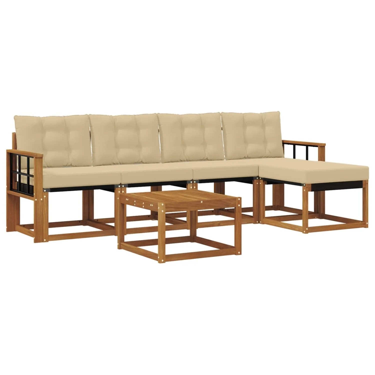 vidaXL Outdoor-Sofagarnitur mit Kissen 6-Tlg Natur und Beige 3368600