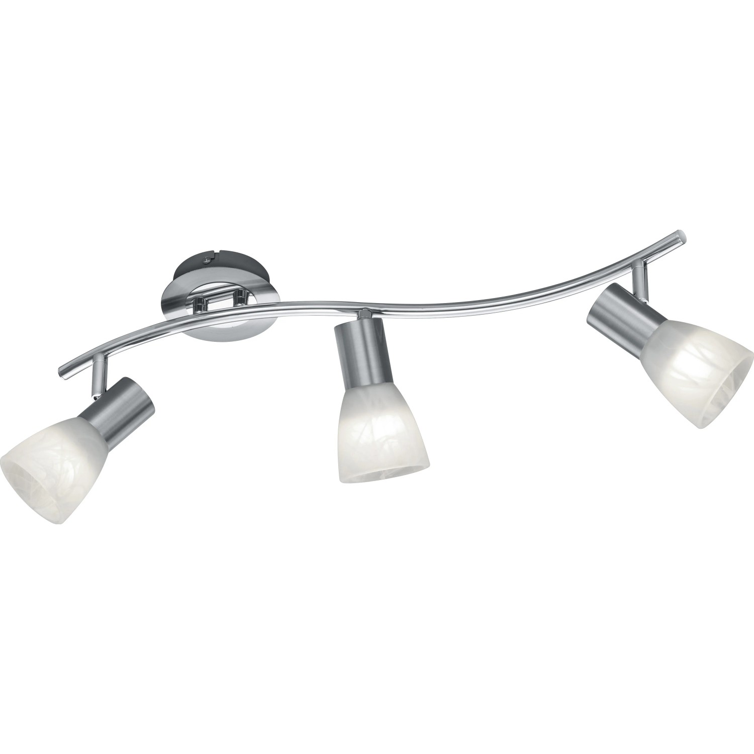 Trio LED-Spot Levisto, 3-flammig, Nickel matt mit alabasterfarbenen Gläsern.