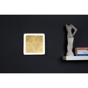 Quadratische LED-Deckenleuchte Solaris in Gold, Weiß und Schwarz (31x31 cm).