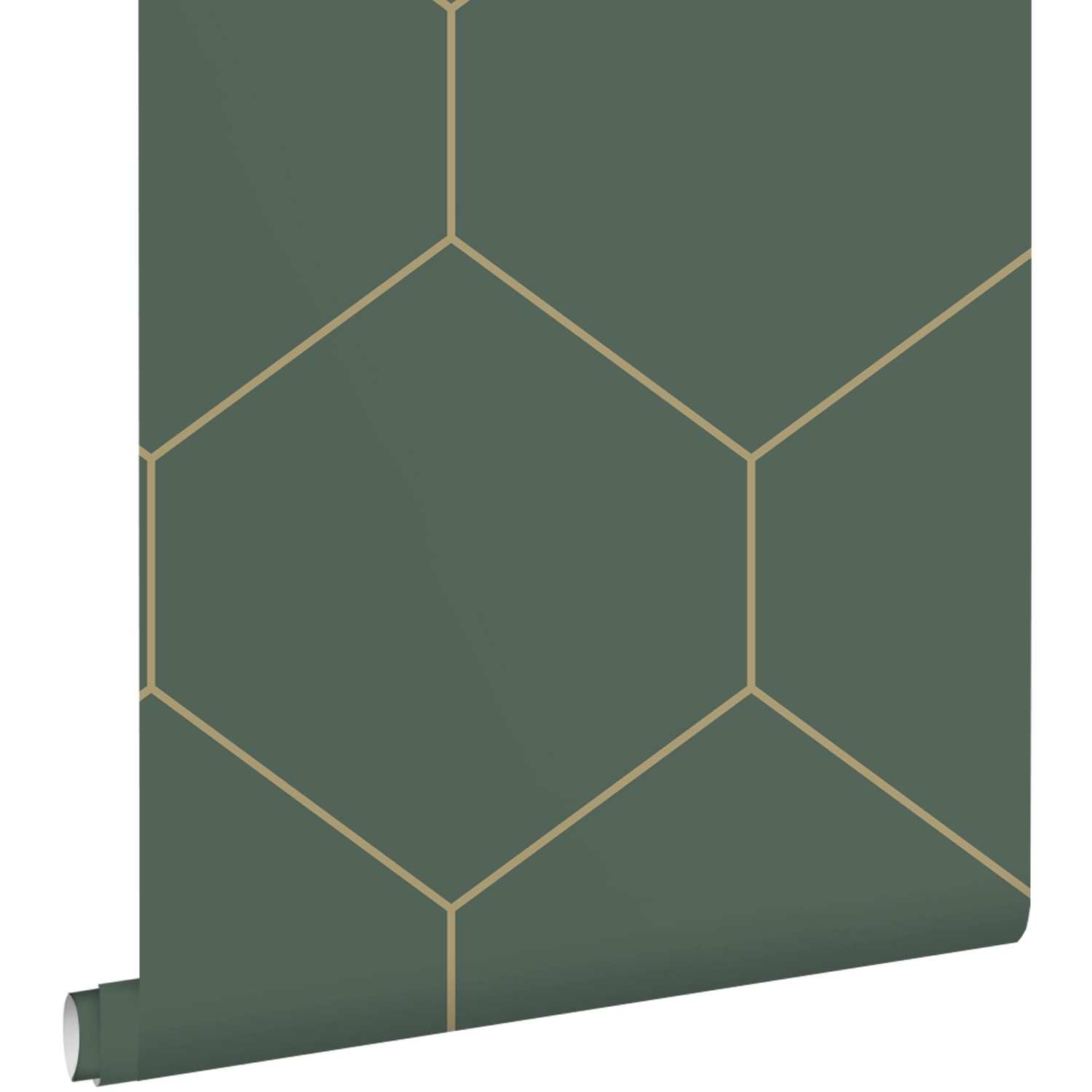 ESTAhome Tapete Wabenmuster Dunkelgrün und Gold 50 x 900 cm günstig online kaufen