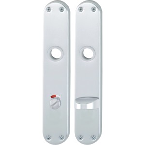 AnsaPro Bad- und WC-Langschildpaar Eder, Aluminium silber, mit rot-weiß Anzeige