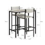 SoBuy Bartisch Set OGT03-HG mit 2 Barhockern, Holz/Metall, grau und schwarz.