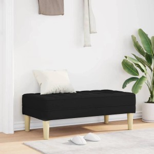 Schwarze vidaXL Bank (113x57x39cm) aus Stoff mit Kissen, ideal als Schuhbank.