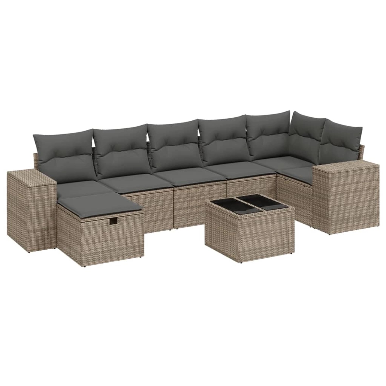 vidaXL 8-Tlg Garten-Sofagarnitur mit Kissen Grau Poly Rattan 3264466 günstig online kaufen