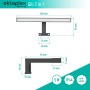 Oktaplex LED Badspiegelleuchte, schwarz, 30cm, mit Maßangaben.