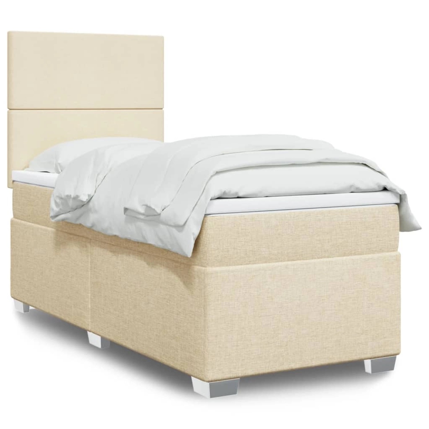 vidaXL Boxspringbett mit Matratze Creme 100x200 cm Stoff 3292697 günstig online kaufen