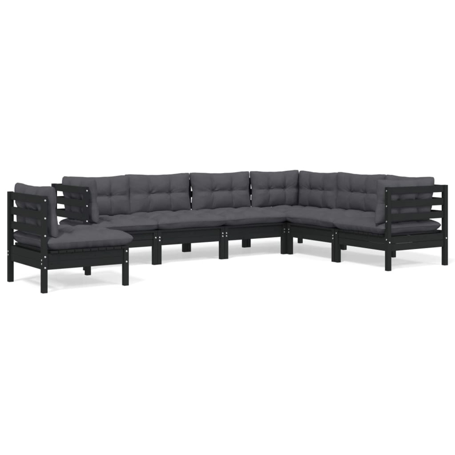 vidaXL 7-tlg Garten-Lounge-Set mit Kissen Schwarz Kiefer Massivholz Modell günstig online kaufen