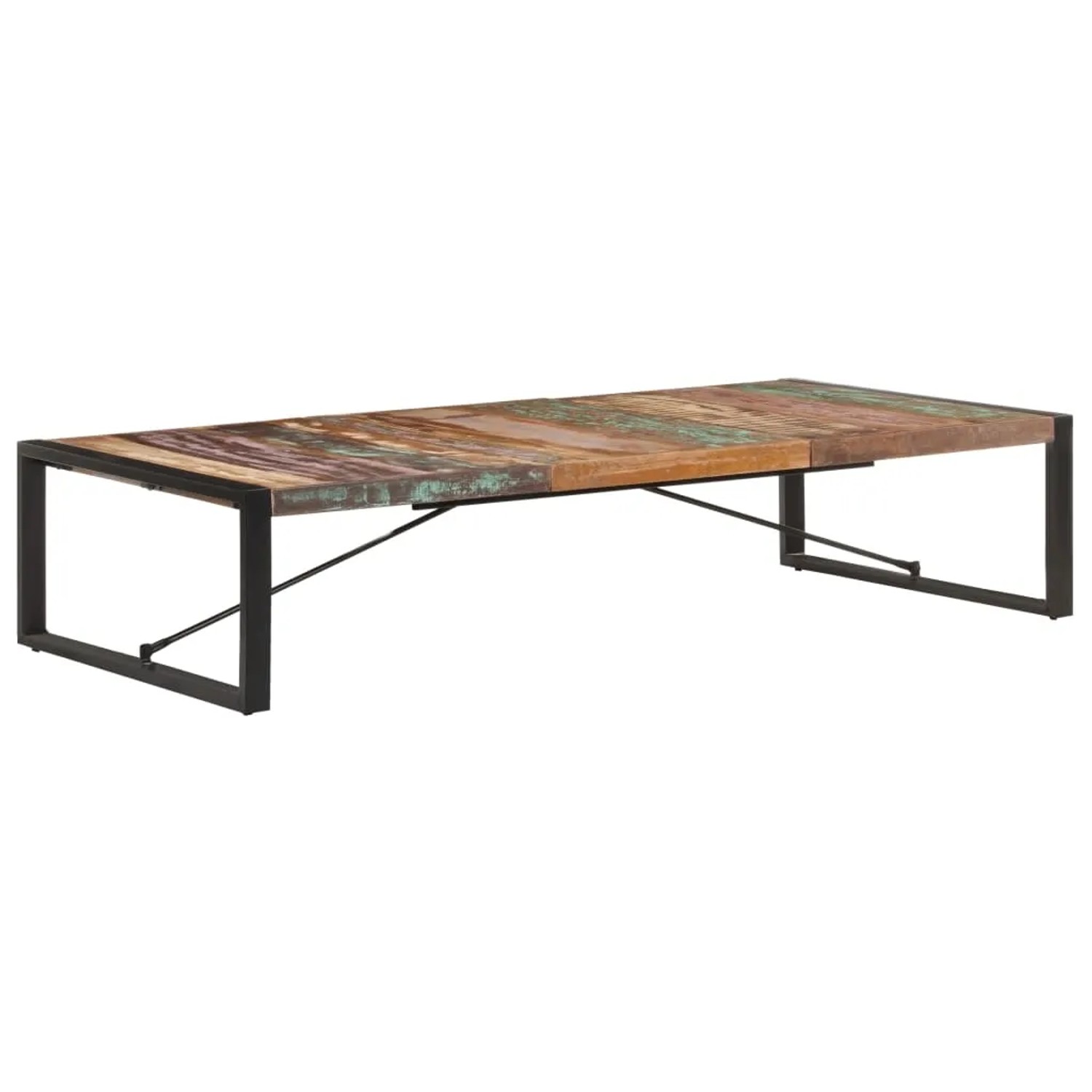 vidaXL Couchtisch, 180x90 cm, Altholz massiv mit Stahlgestell. Wohnzimmertisch im Industrie-Stil.