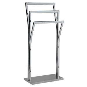 Freistehender MSV Handtuchhalter Pili aus verchromtem Stahl mit 3 Stangen, 41x18,5x87cm.