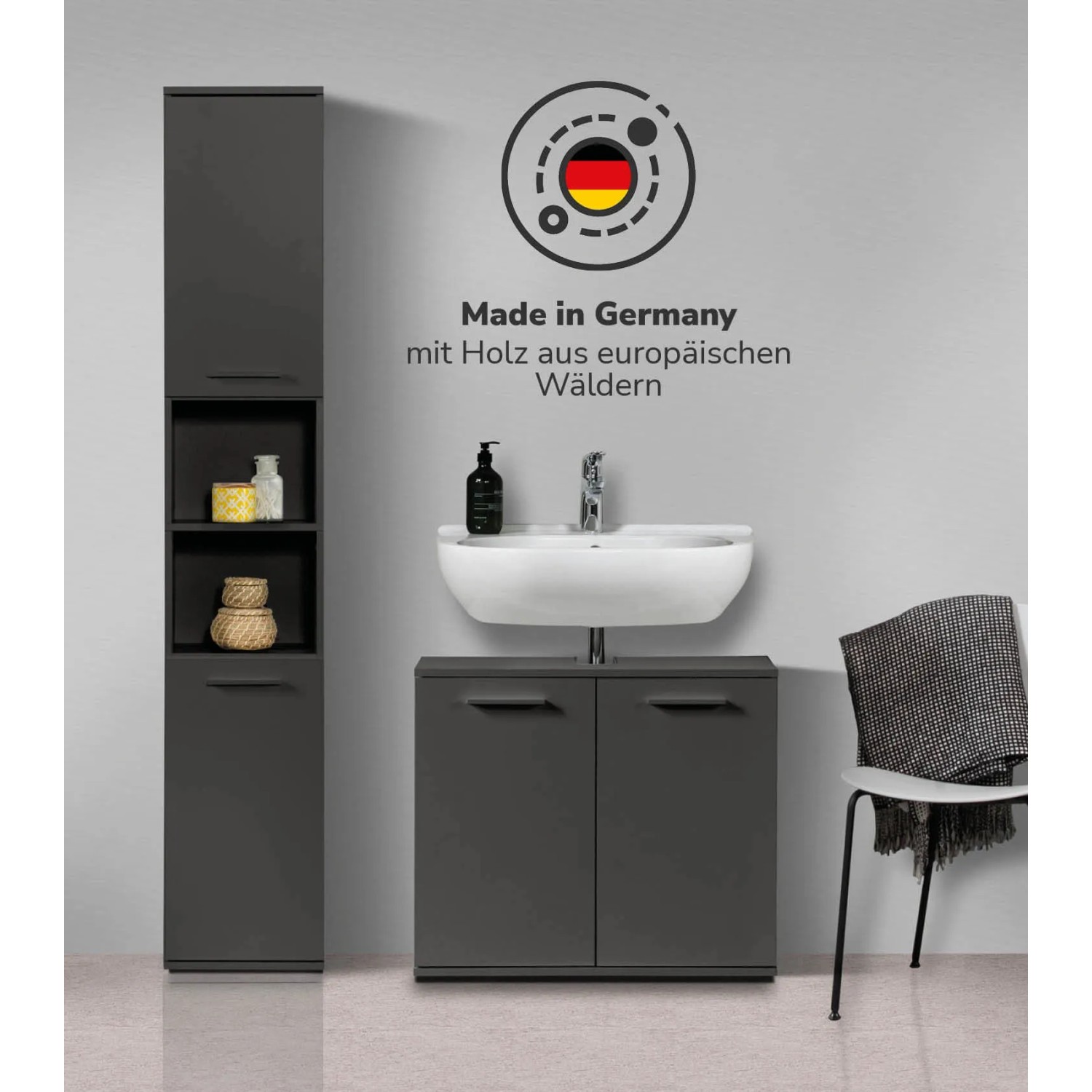 mokebo Badmöbel Set Der Steuermann 2-teilig Anthrazit kaufen bei OBI