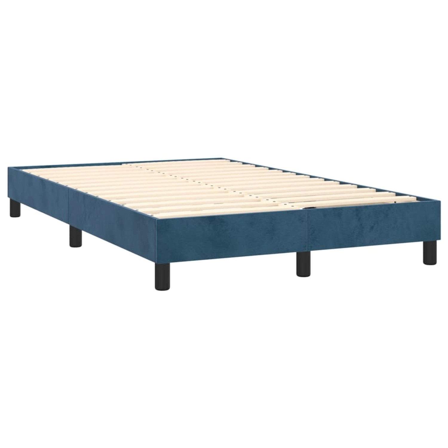 Boxspringbett vidaXL, dunkelblaues Samt, 120x200 cm, ohne Matratze. Bettrahmen mit Lattenrost.