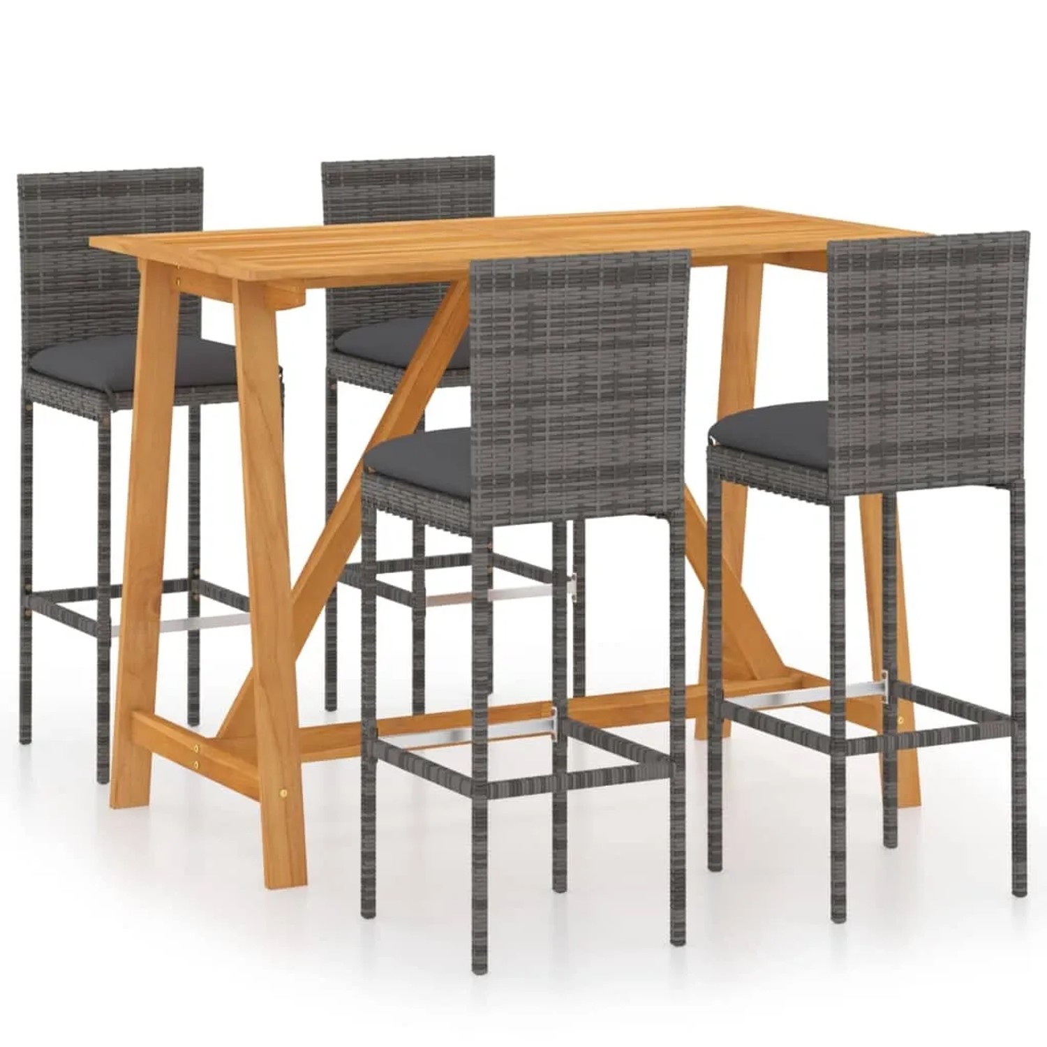 vidaXL 5-tlg Gartenbar-Set mit Kissen Grau Modell 5