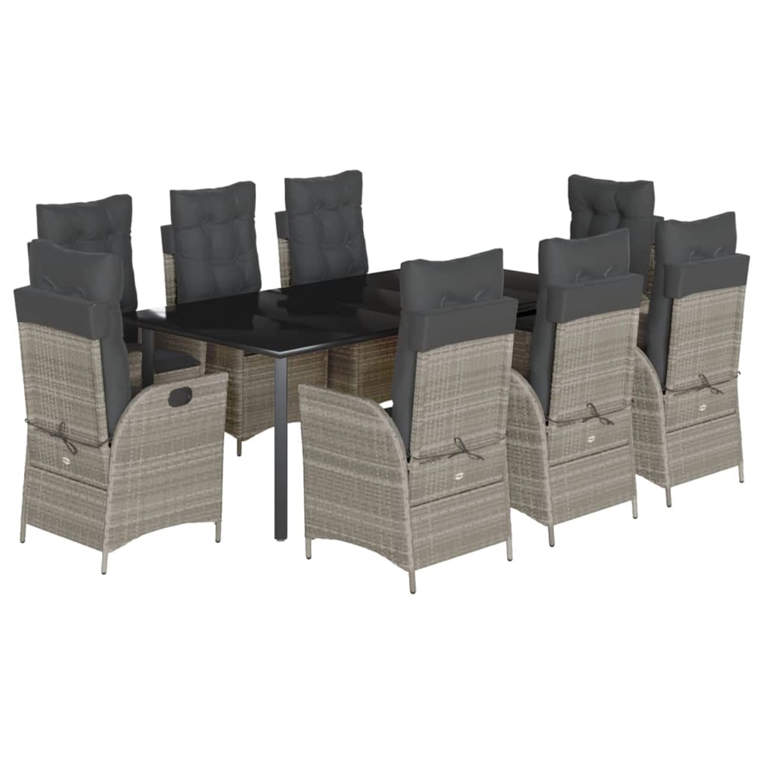 vidaXL 9-Tlg Garten-Essgruppe mit Kissen Hellgrau Poly Rattan 3213292 günstig online kaufen