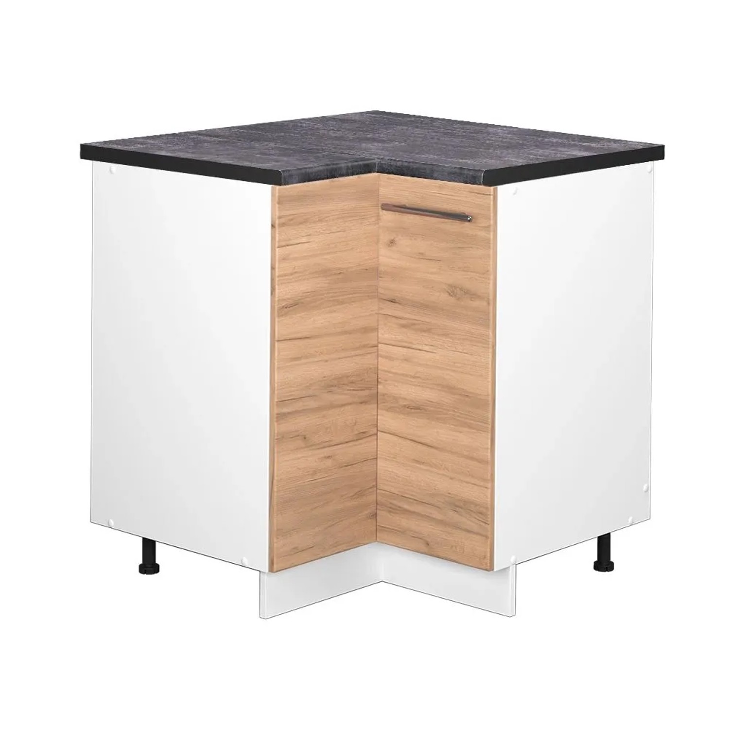 Vicco Eckunterschrank Fame-Line Goldkraft Eiche Weiß 81 cm AP Anthrazit