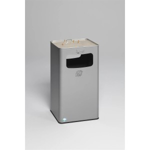 PROREGAL Klassischer Kombiascher Eckig HxBxT 75,5 x 43 x 43 cm Verzinkter Stahl Silber