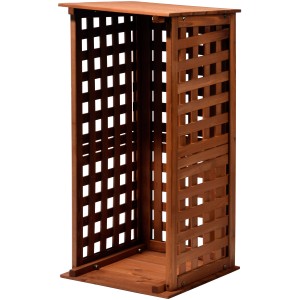 Kaminholzregal aus Kiefernholz mit Spalieroptik, braun lasiert, für Innen und Außen.