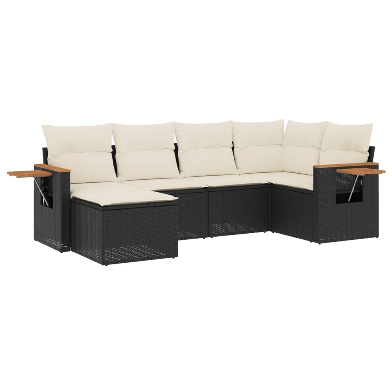 vidaXL 6-Tlg Garten-Sofagarnitur mit Kissen Schwarz Poly Rattan 3227015 günstig online kaufen