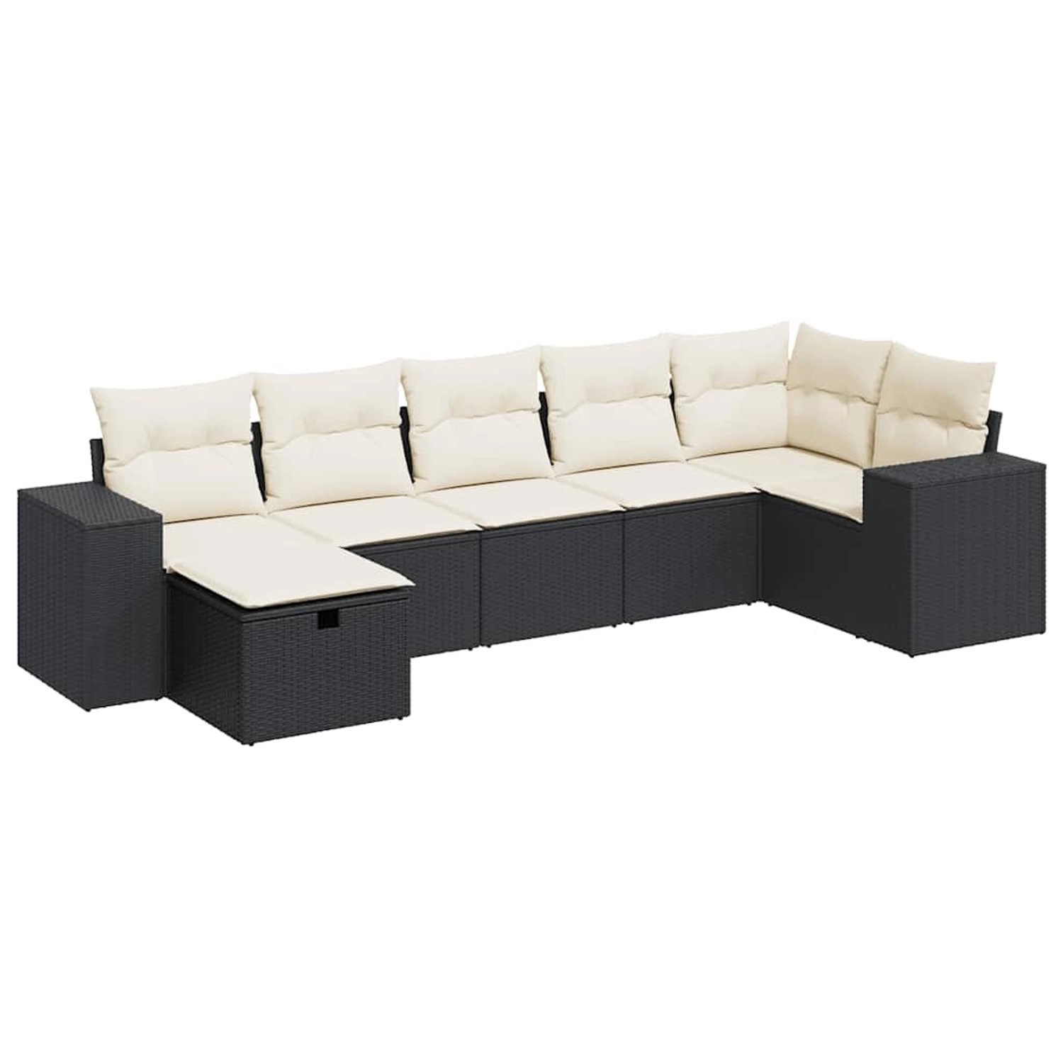 vidaXL 7-Tlg Garten-Sofagarnitur mit Kissen Schwarz Poly Rattan 3325702 günstig online kaufen