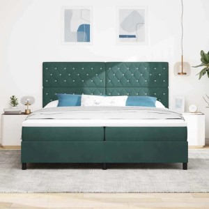 vidaXL Boxspringbett mit Matratze Dunkelgrün 200 x 200 cm Stoff 3339791