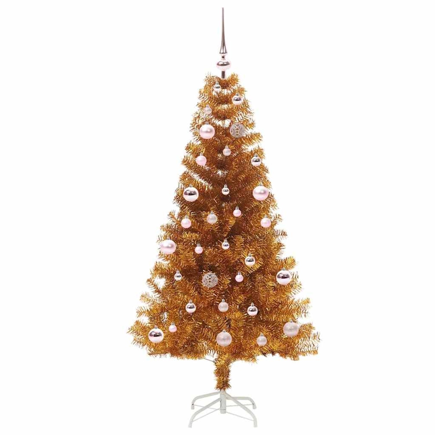 vidaXL Weihnachtsbaum mit 150 LEDs mit Ständer Gold 150 cm PET 3396614