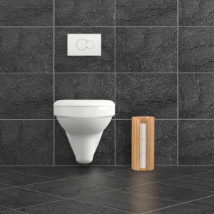 Relaxdays Toilettenpapierhalter Bambus Natur Freistehend 33,5 cm x 14,5 cm 880 g