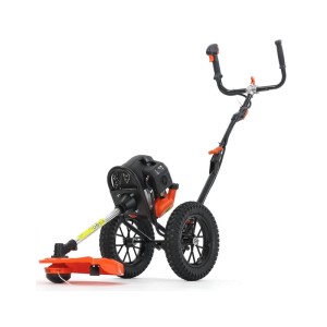 FUXTEC Benzin Motorsense FSR152 auf Rädern, schwarz-orange, mit Mähfadenkopf und Lenker. Für große Flächen.