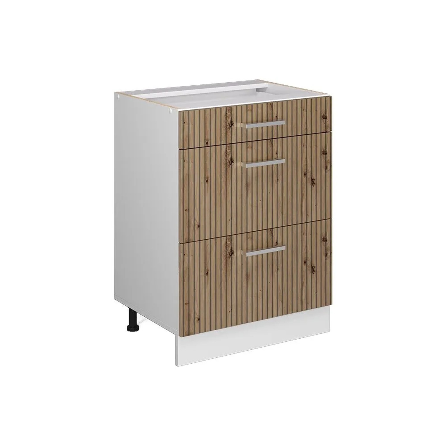 Vicco Küchenunterschrank R-Line Artisan-Eiche Weiß 60 cm mit Schubladen ohne Arbeitsplatte